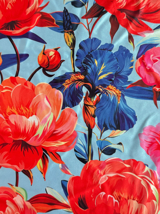 Printed Nylon Spandex Garden Flowers Multicolor