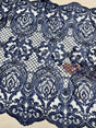 Embroidered Scalloped Lace Navy Baroque