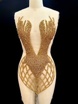 Gold Rhinestone Bodice Applique