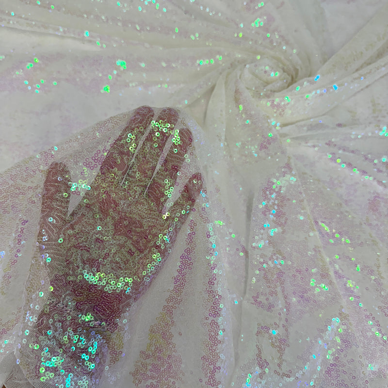 Stretch Sequin on Mesh White