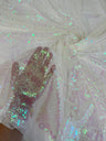 Stretch Sequin on Mesh White