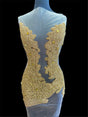 Gold Rhinestone Bodice Applique