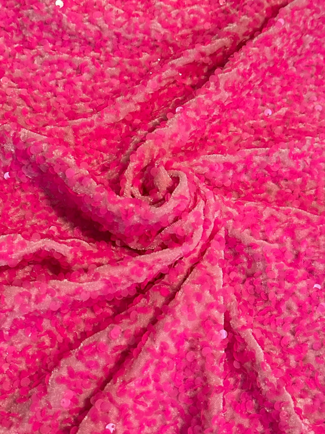 Sequin Velvet Neon Pink