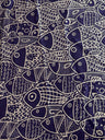 Printed Nylon Spandex Navy Abstract Fish
