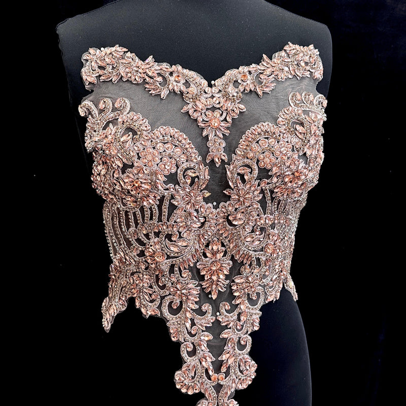 Blush Pink Rhinestone Bodice Applique