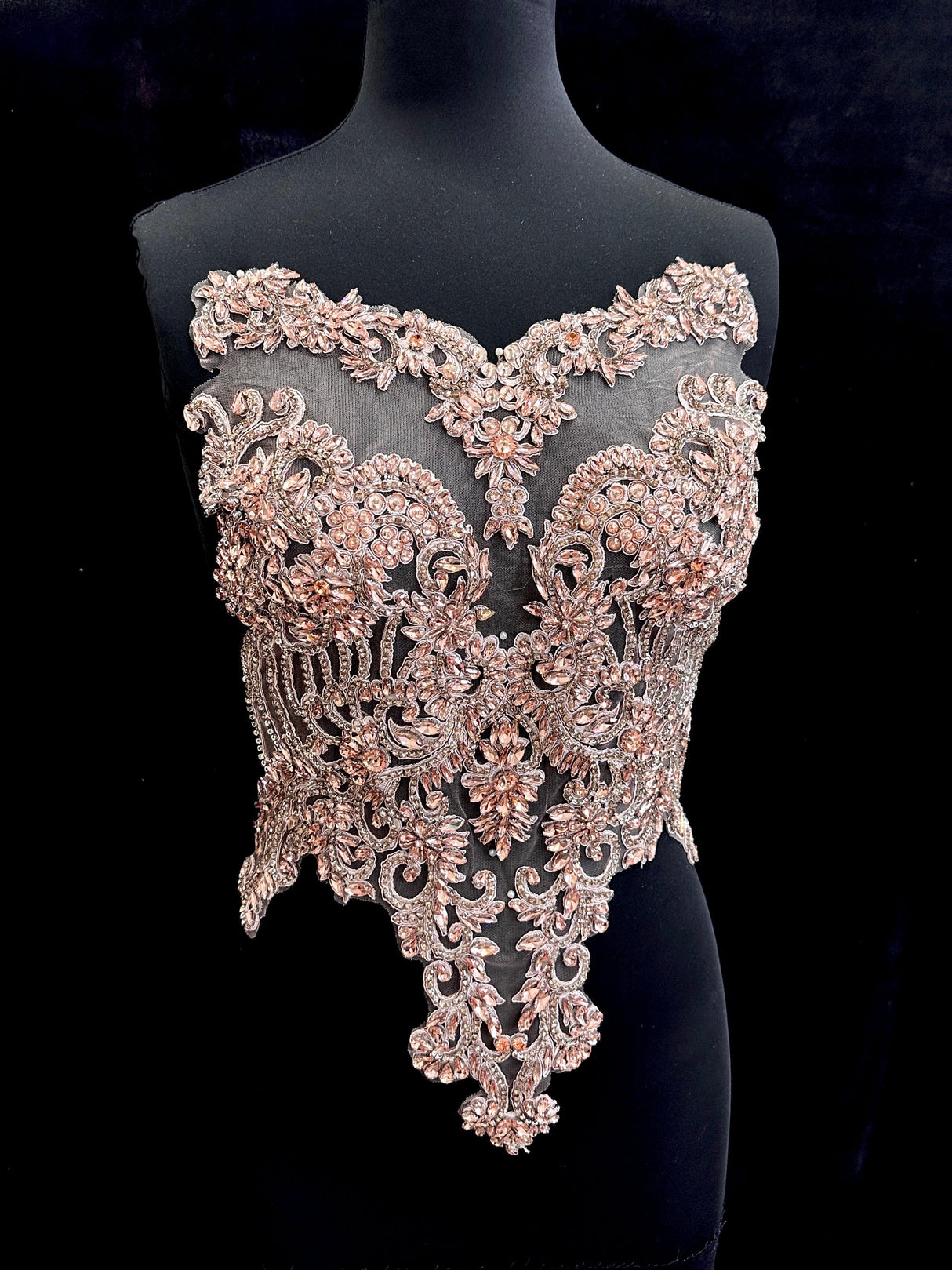 Blush Pink Rhinestone Bodice Applique