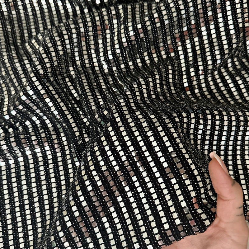 Stretch Mirror Sequin Knit Silver