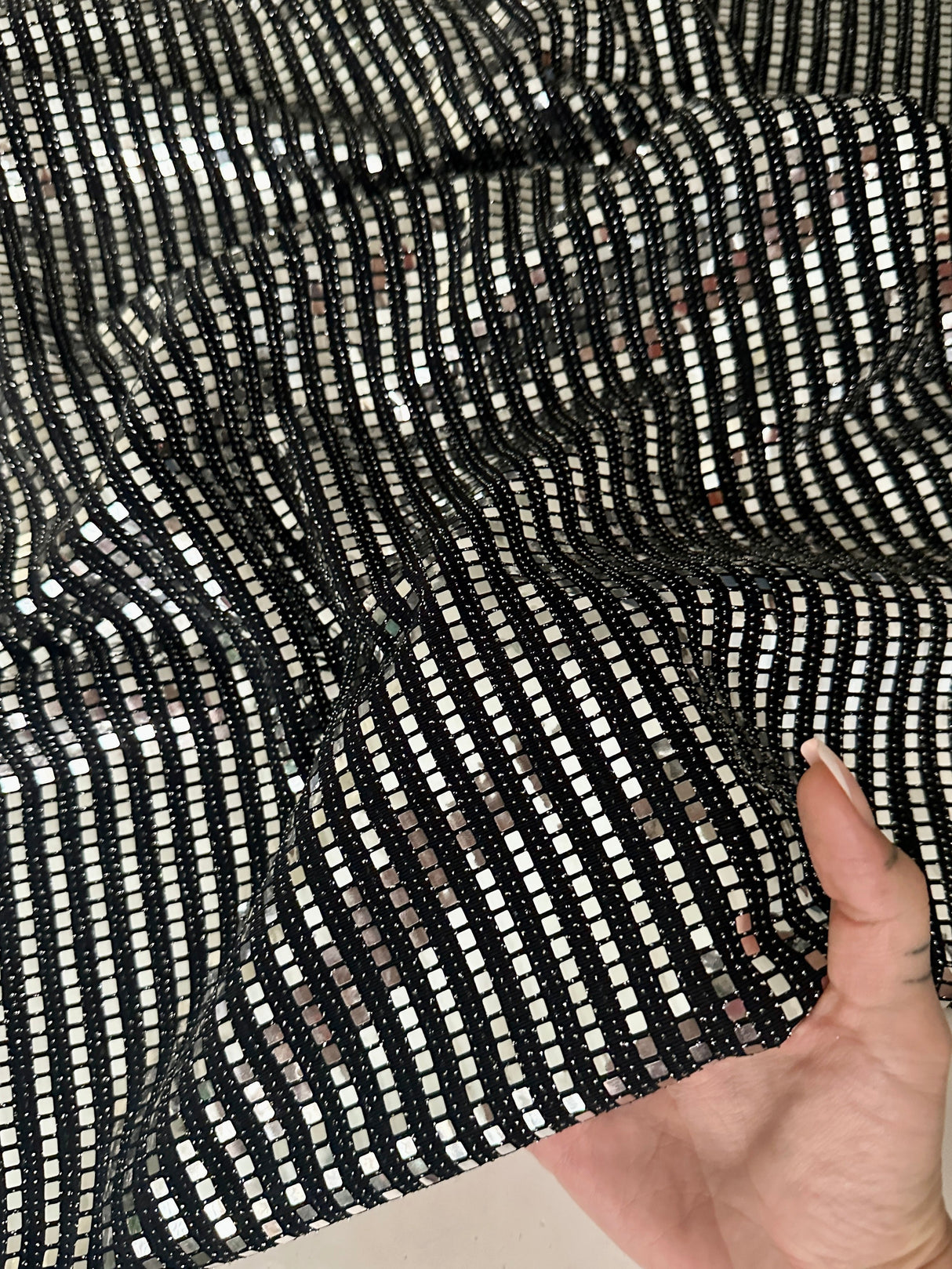 Stretch Mirror Sequin Knit Silver