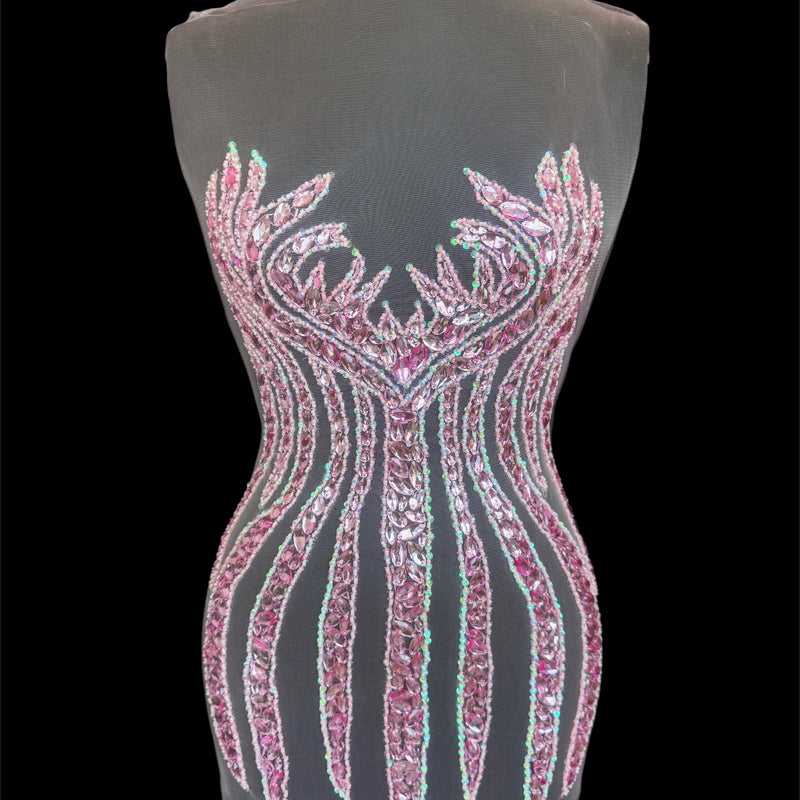 Pink Rhinestone Bodice Applique