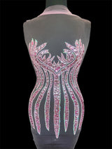 Pink Rhinestone Bodice Applique