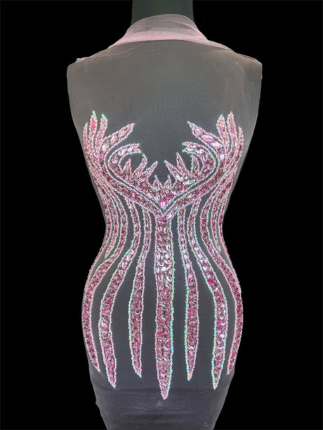 Pink Rhinestone Bodice Applique