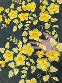 Yellow 3D Flower Beaded Lace Mesh