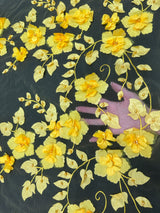 Yellow 3D Flower Beaded Lace Mesh