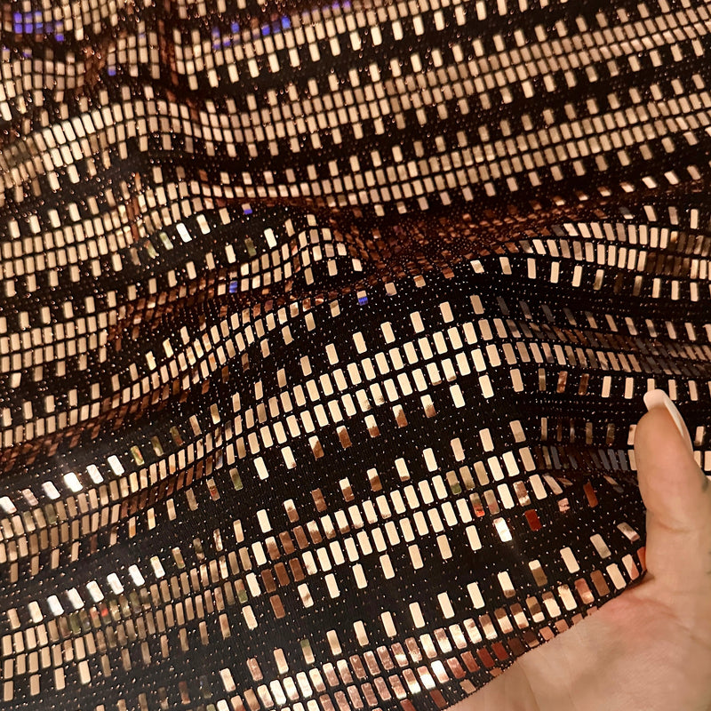 Gold Foiled Mirror Sequins on Knit