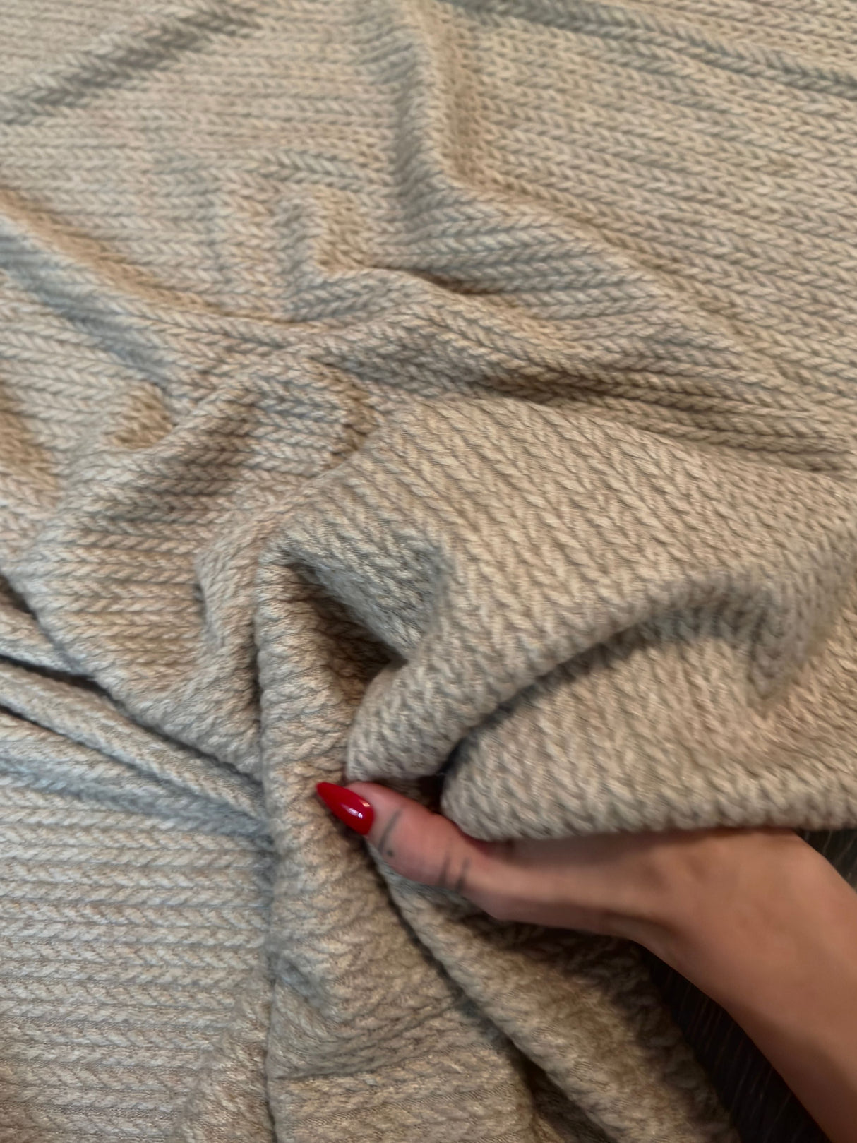 Oatmeal Cable Textured Sweater Knit