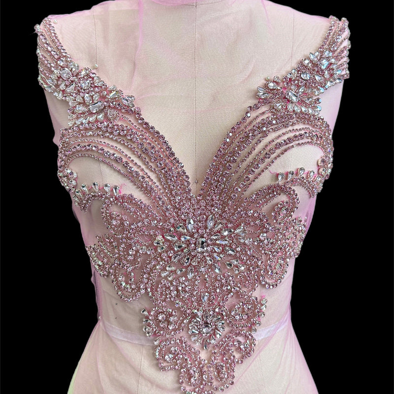 Baby Pink Rhinestone Bodice Applique