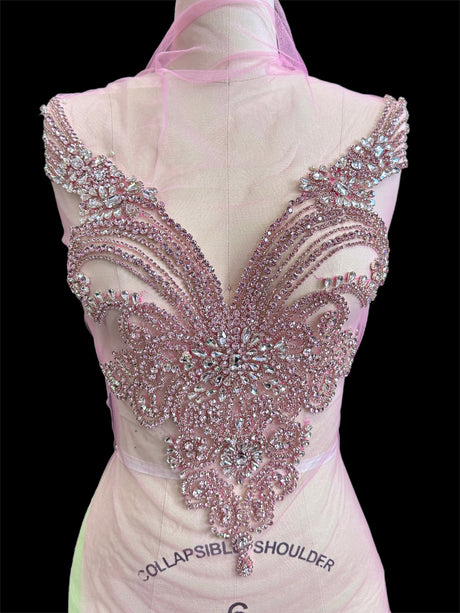 Baby Pink Rhinestone Bodice Applique