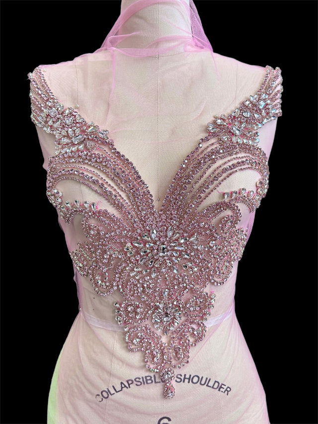 Baby Pink Rhinestone Bodice Applique