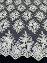 3D Flower Scalloped Mesh Lace White