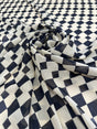 Printed Viscose Chiffon Ivory Black Checkers