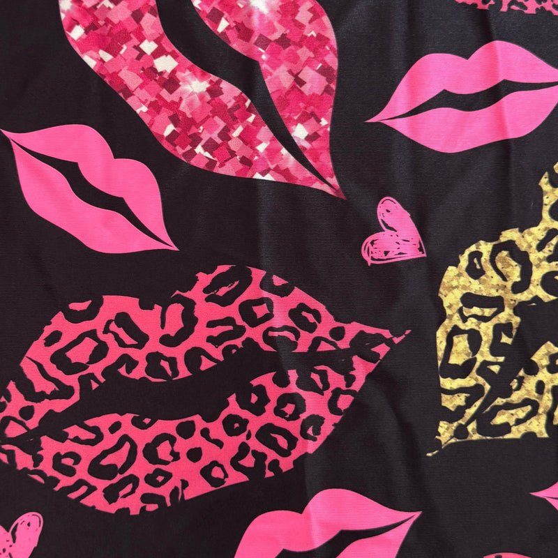 Printed Nylon Spandex Pink Lips
