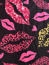 Printed Nylon Spandex Pink Lips