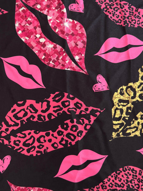Printed Nylon Spandex Pink Lips