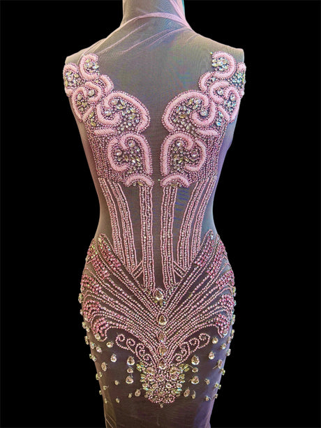 Rhinestone Bodice Applique in Baby Pink