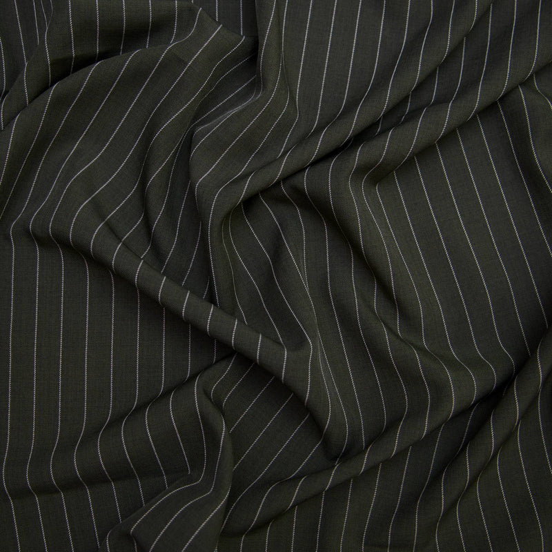 Tailored Pin Stripe Suiting Army Green