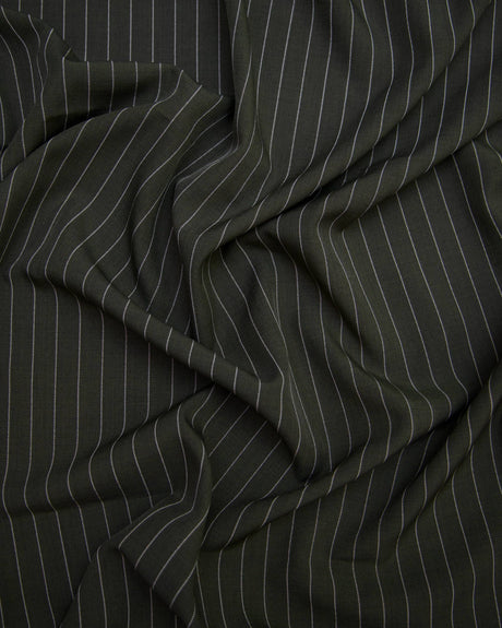 Tailored Pin Stripe Suiting Army Green