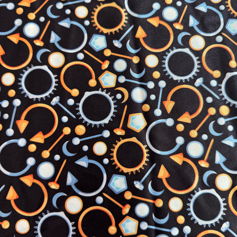 Printed Nylon Spandex Black Abstract Piercing Print