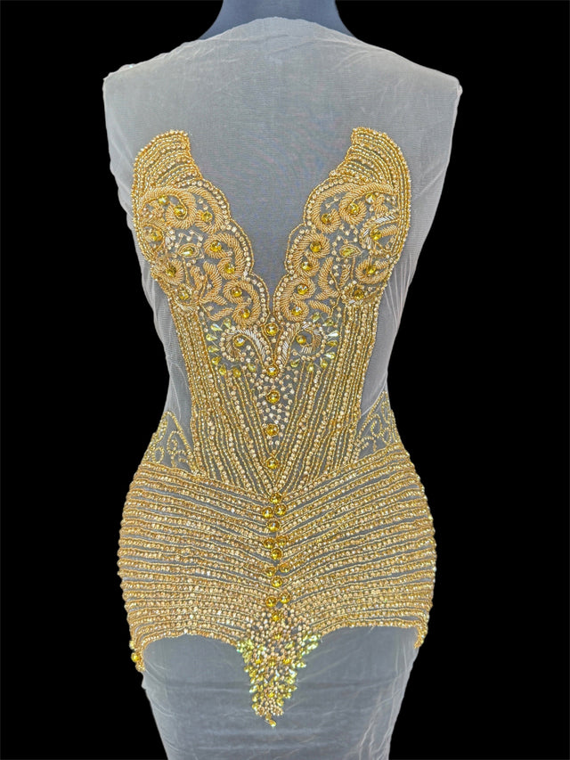 Gold Rhinestone Bodice Appliqué