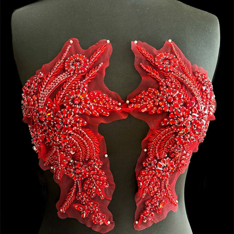 Wine Red Rhinestone Applique