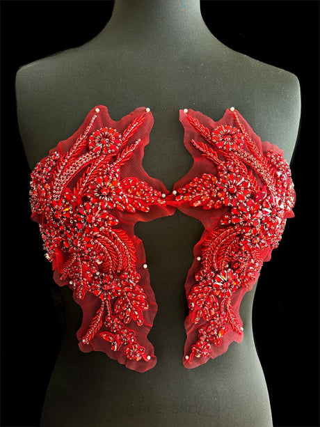 Wine Red Rhinestone Applique