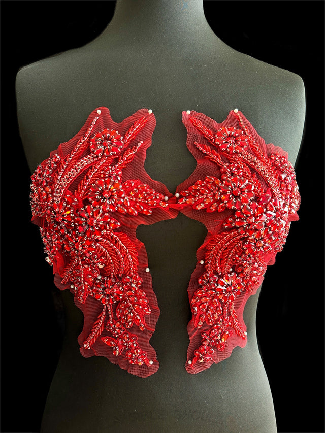 Wine Red Rhinestone Applique