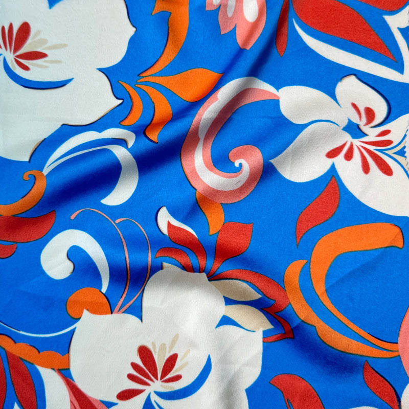 Printed Satin Blue Floral