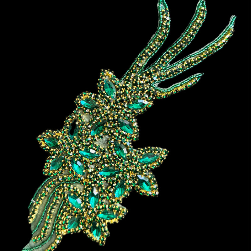 Emerald Green Rhinestone Applique
