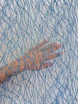 Glitter Lace on Mesh Baby Blue
