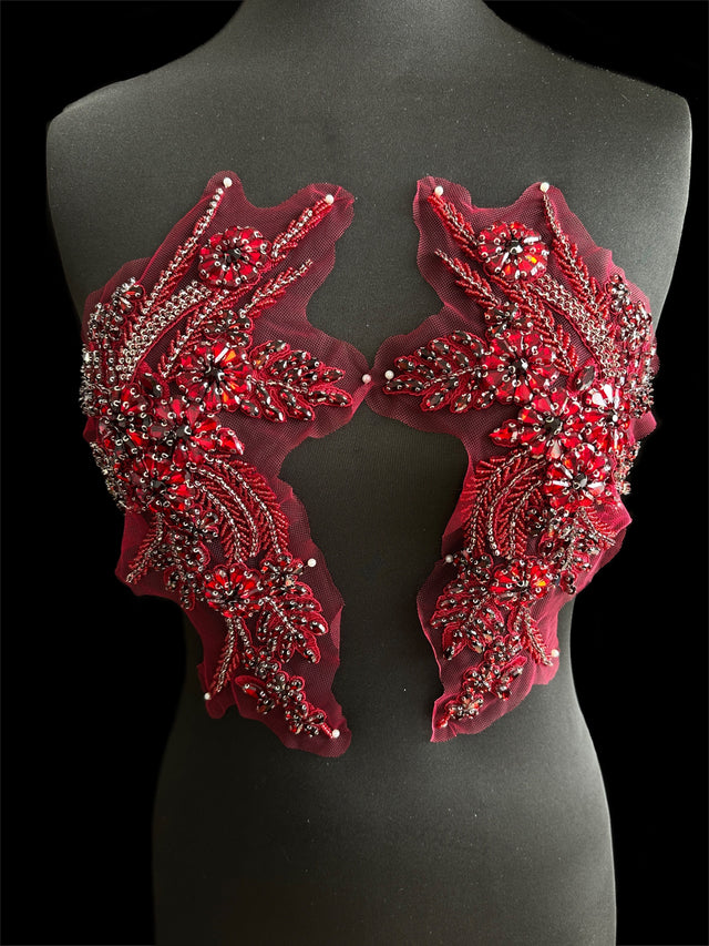 Burgundy Rhinestone Applique