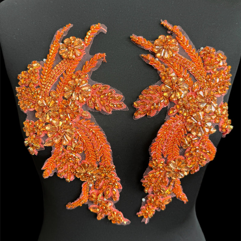 Orange Rhinestone Applique