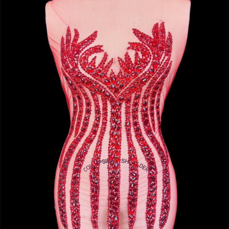 Red Rhinestone Bodice Applique