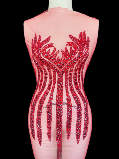 Red Rhinestone Bodice Applique