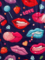 Printed Nylon Spandex Lips & Candy Blue