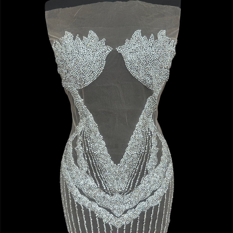 Silver Rhinestone Bodice Applique