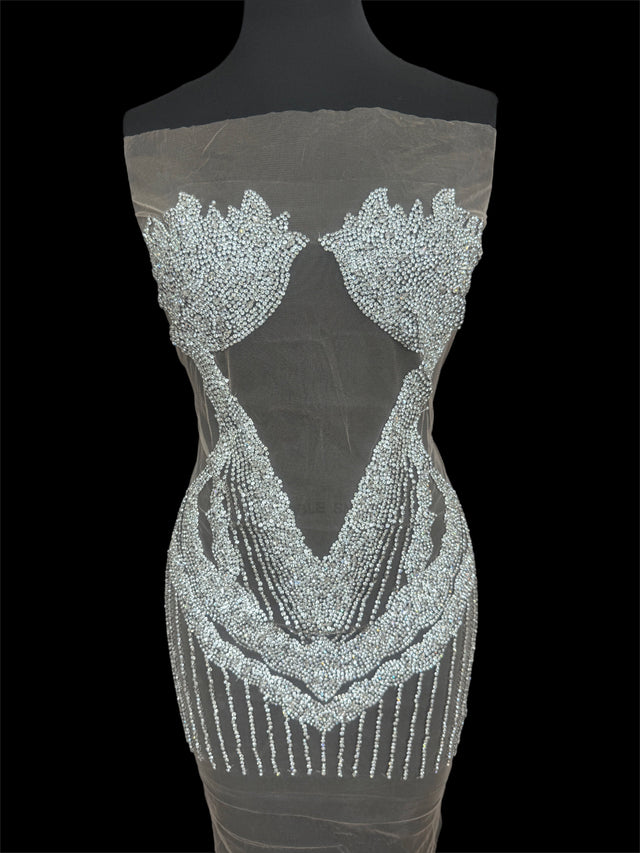 Silver Rhinestone Bodice Applique