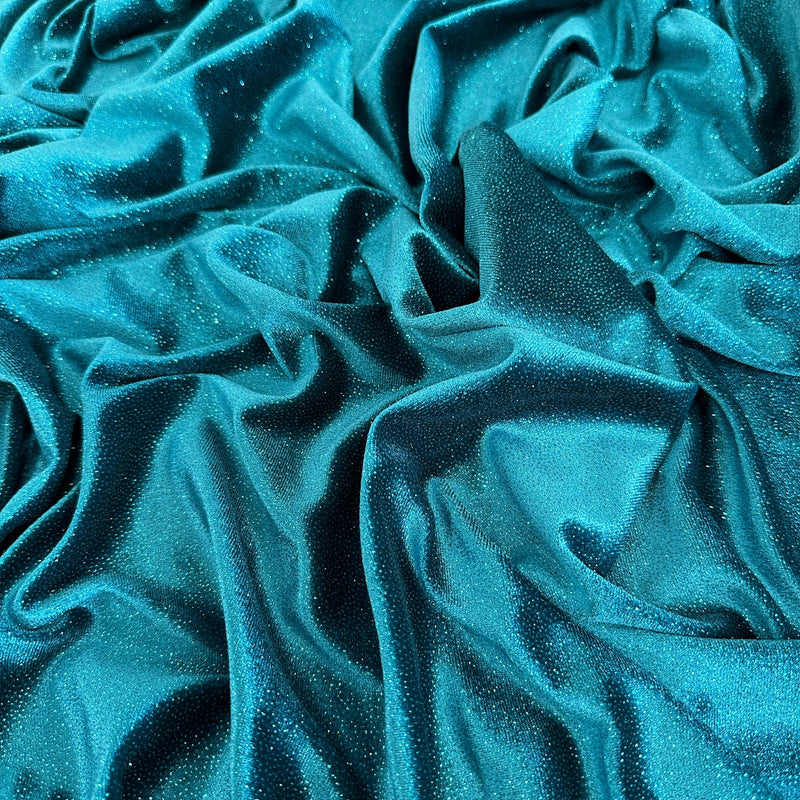 Shimmery Stretch Velvet Teal Blue