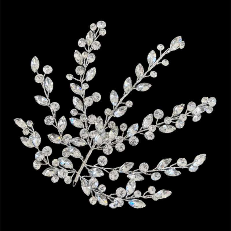 Silver Leaves Bridal Rhinestone Applique