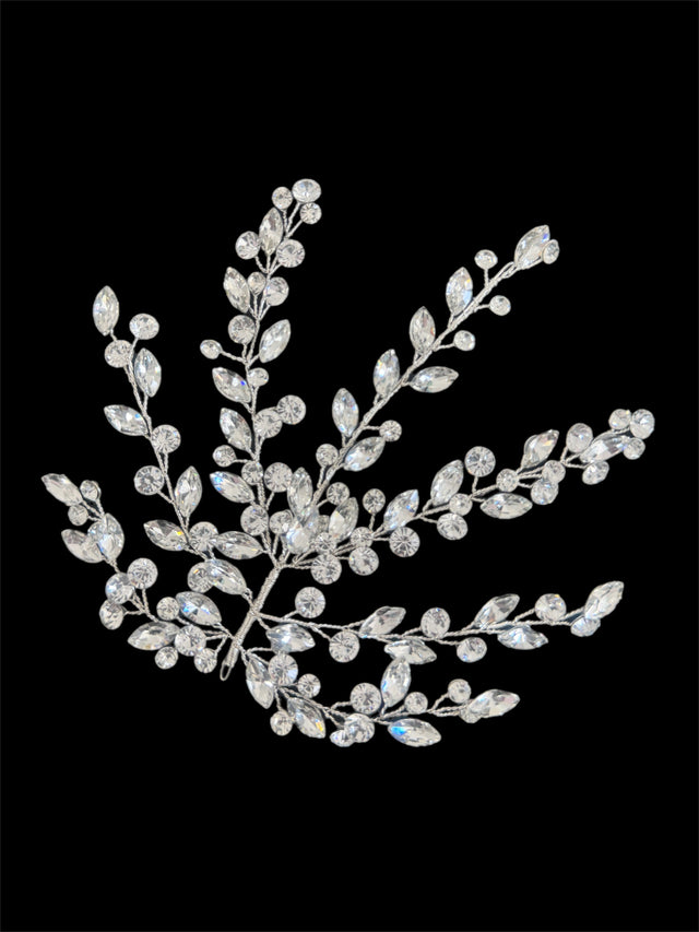 Silver Leaves Bridal Rhinestone Applique