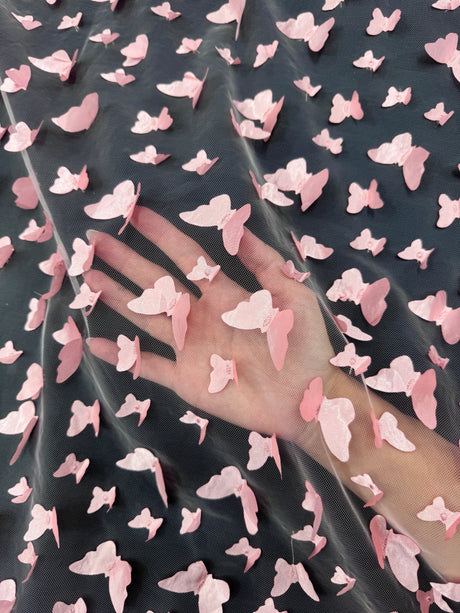 3D Butterfly Lace in Blush Pink