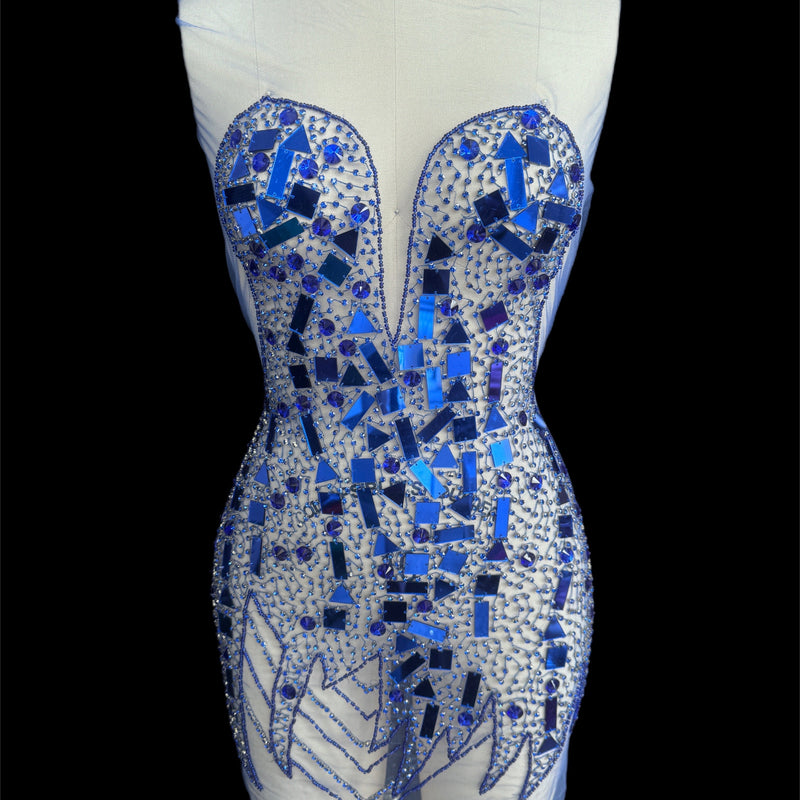Royal Blue Rhinestone Bodice Appliqué